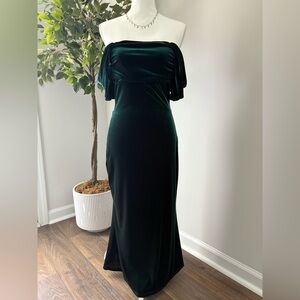 Elegant Olive Green Off-Shoulder Dress